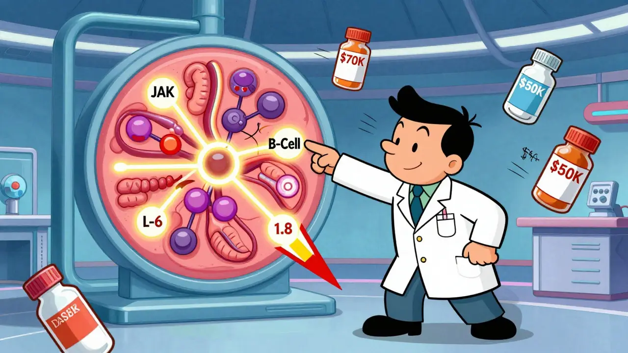 Doctor explains immune system map as DAS28 score drops and biosimilar prices fall.