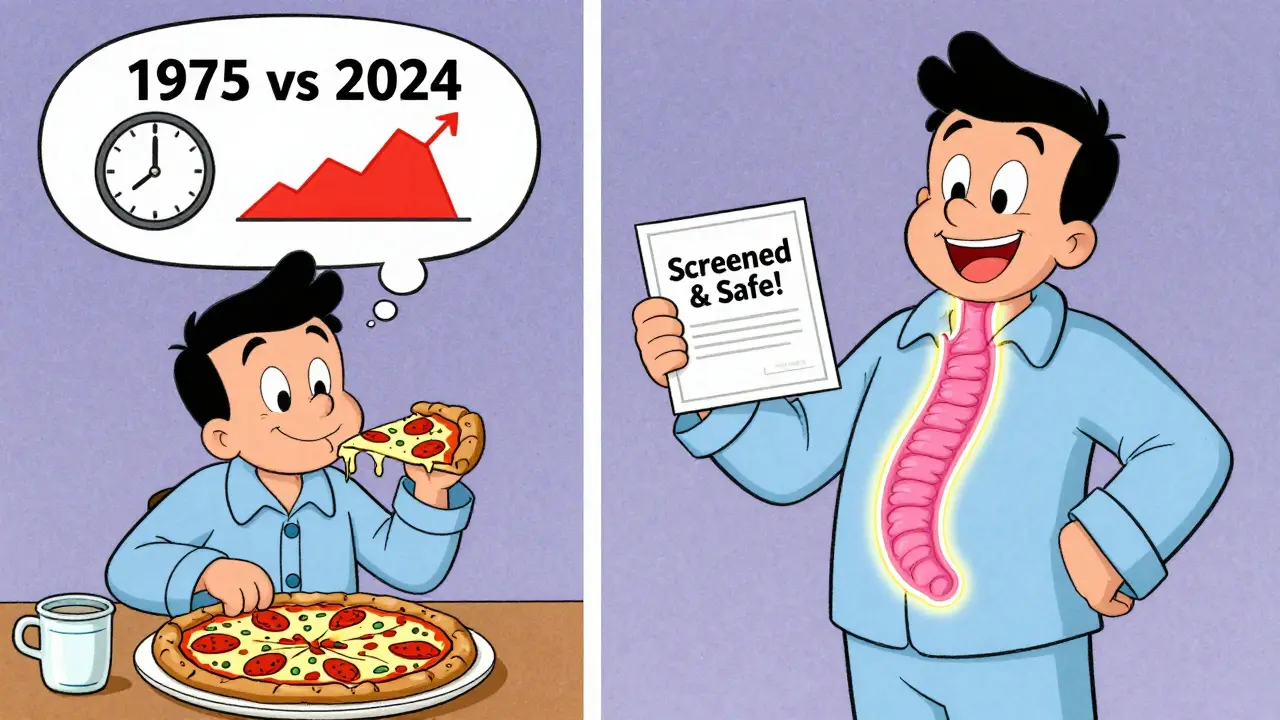 Split cartoon scene showing obesity rise vs. healthy outcome after screening, in Hanna-Barbera style.